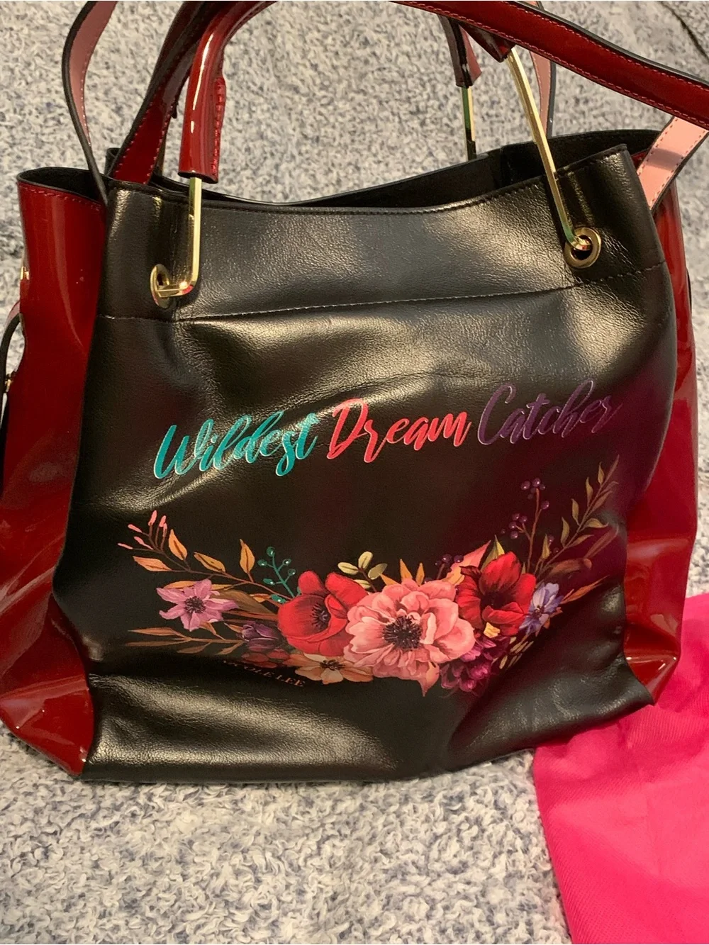 Nicole Lee Black 'Wildest Dream Catcher' Floral Dreamcatcher Satchel